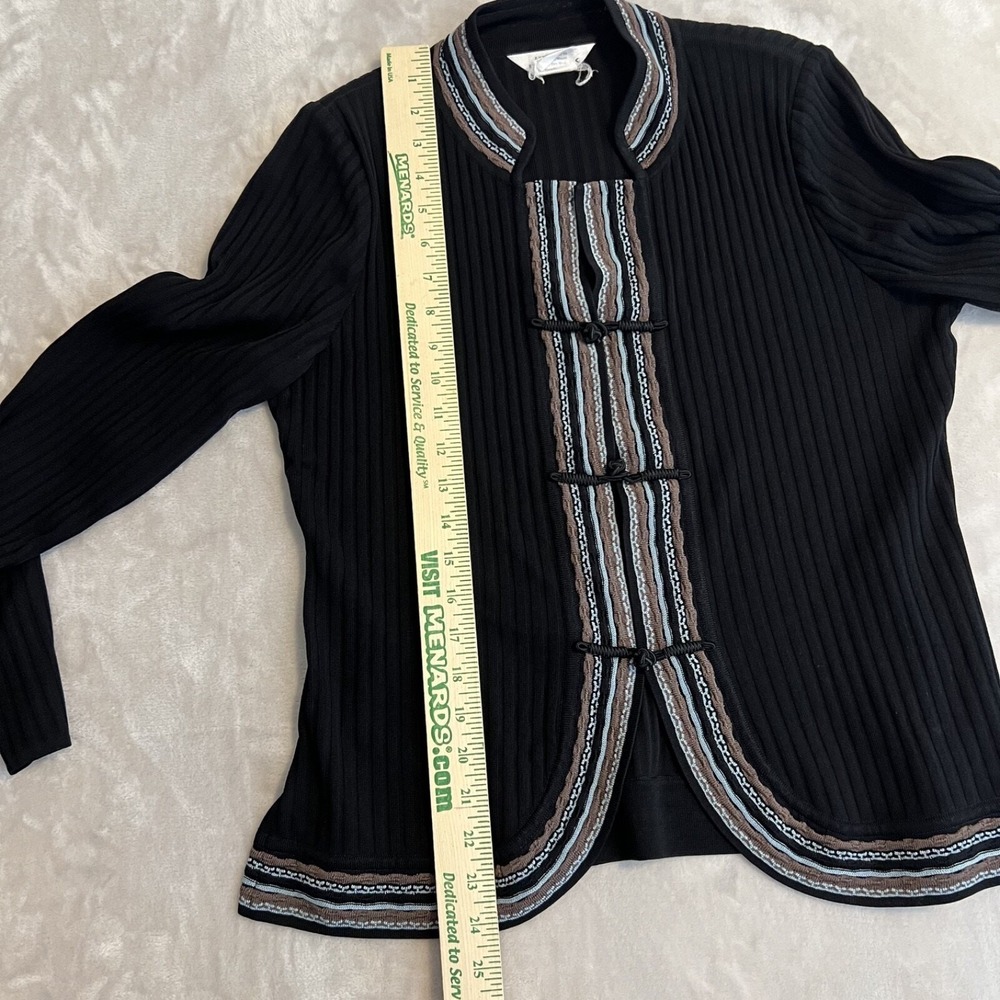 VTG Misook Sweater Womens Small Black Mandarin Collar Old Money Preppy Academia - Picture 10 of 11